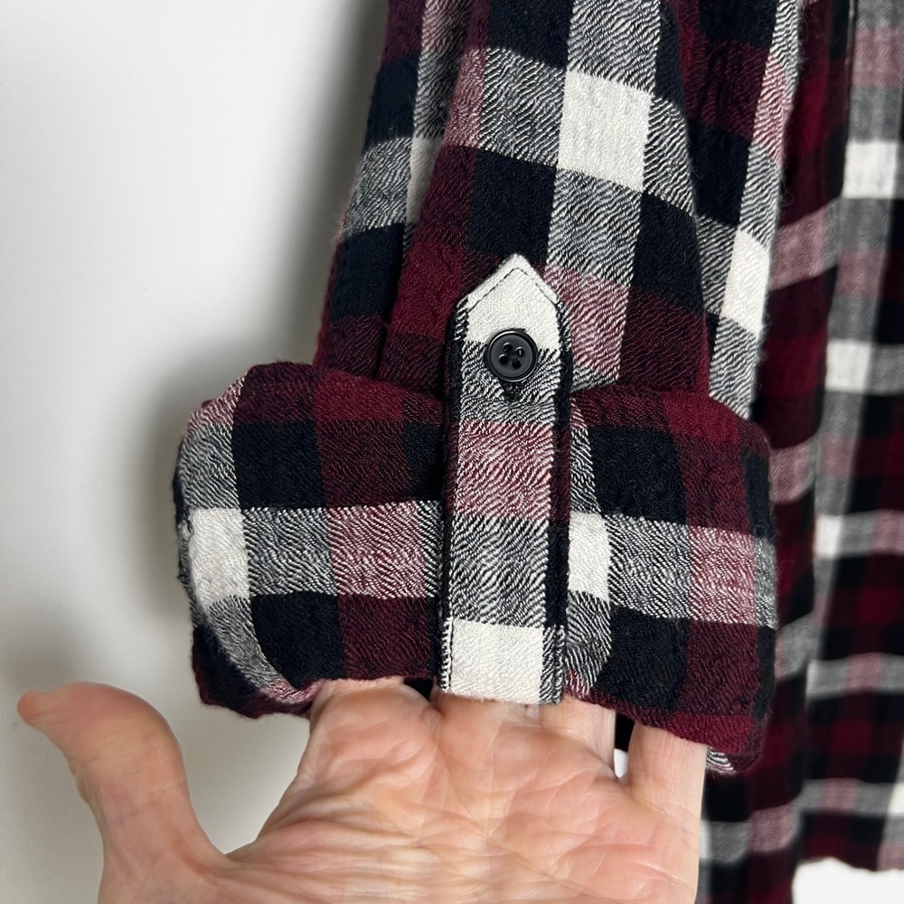 Pistola Red Buffalo Check Popover Roll Tab Sleeve Button Back Flannel Shirt XL - Picture 9 of 11